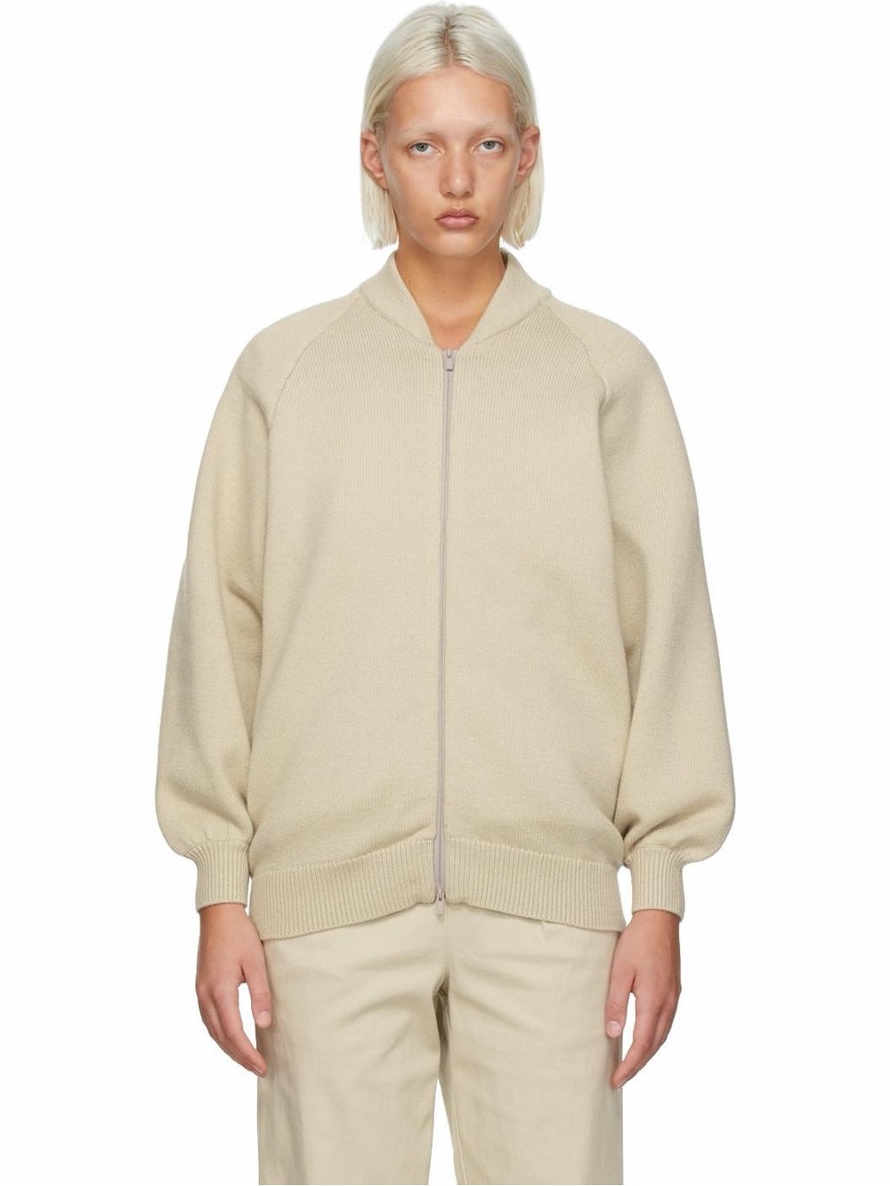 Fear Of God Essentials Zip-Up Knit Jacket Light Green Oversized Size M NWOT